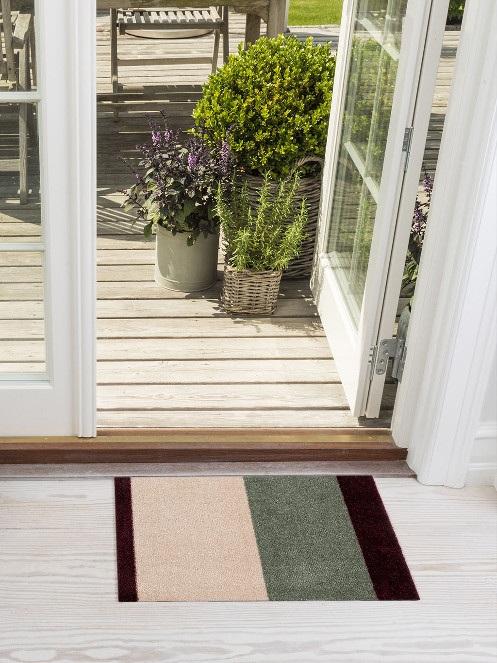 STRIPES HORISONTAL - Green/Ivory/Bordeaux