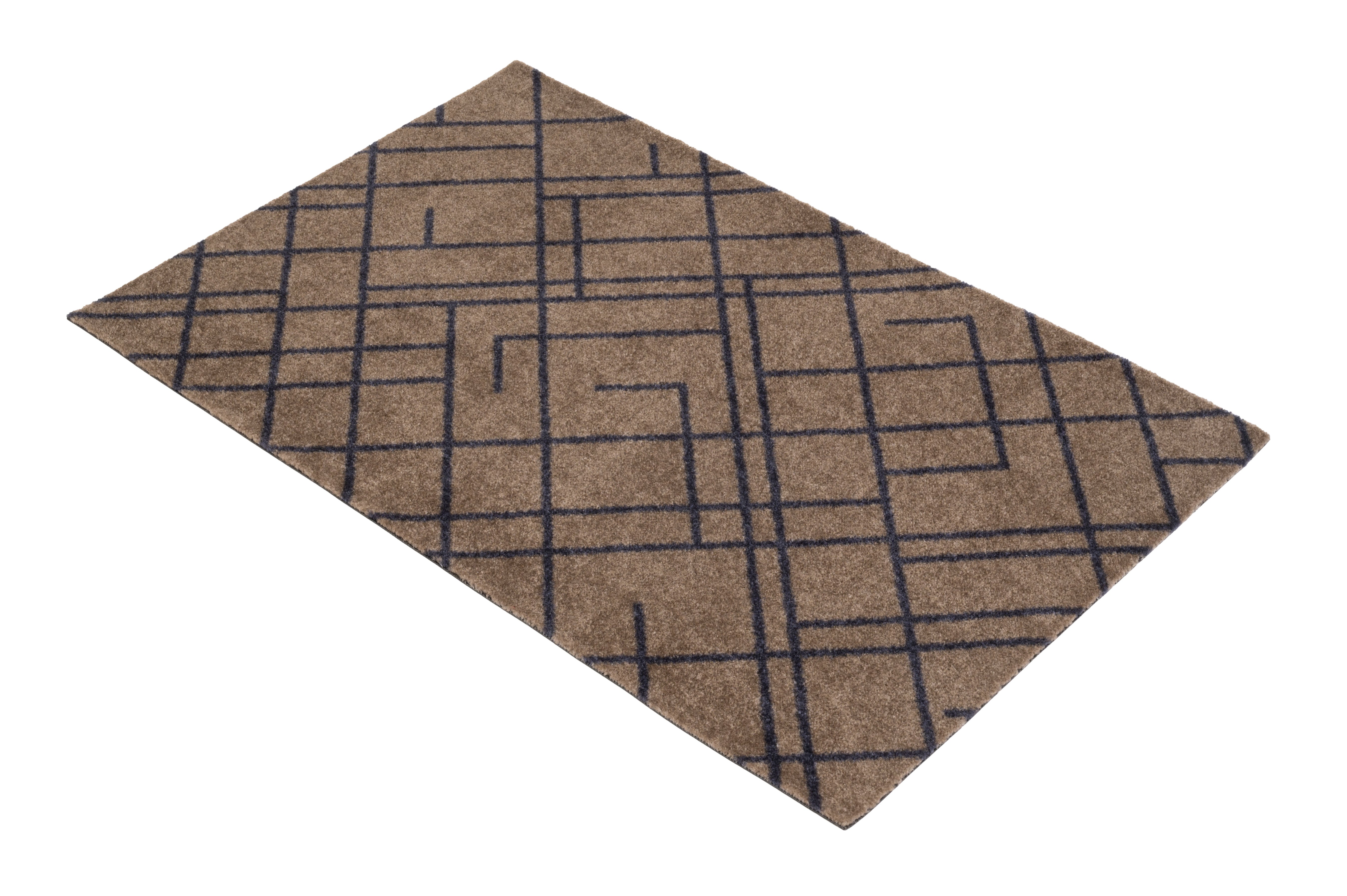 GULVMÅTTE 60 x 90 cm - LINES SAND / BLUE-GRAY