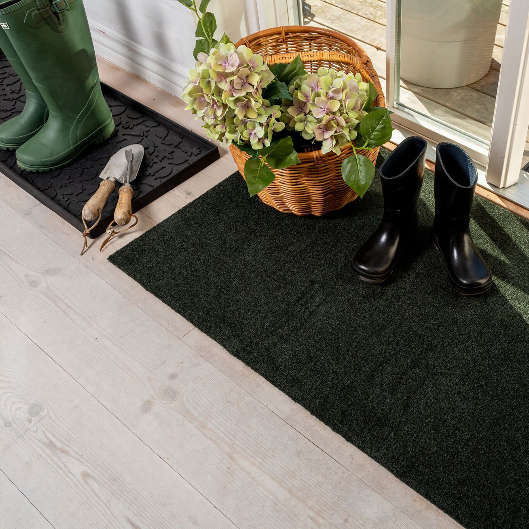 GULVMÅTTE 90 X 130 cm UNICOLOR DARK GREEN
