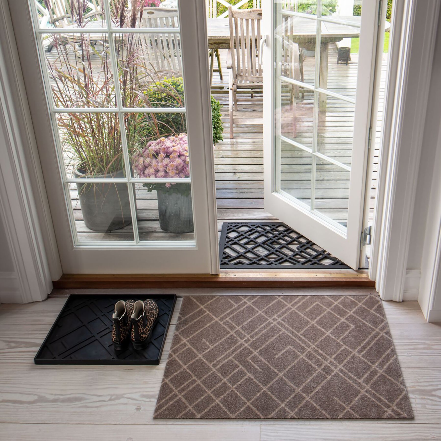 GULVMÅTTE 60 x 90 cm - LINES SAND/BEIGE