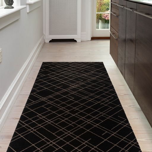 GULVMÅTTE 90 x 200 CM - LINES SORT/SAND