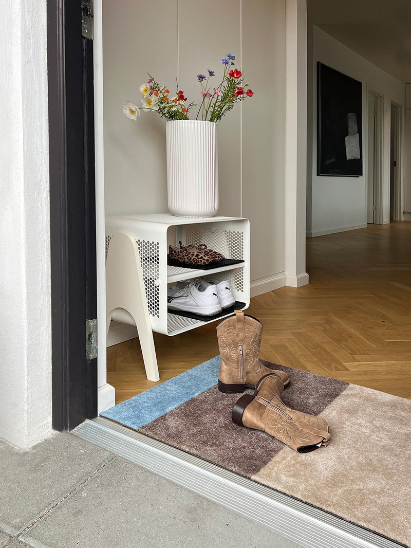 Neuheit  - FUSSMATTE STRIPES -  Ivory/Sand/Blau