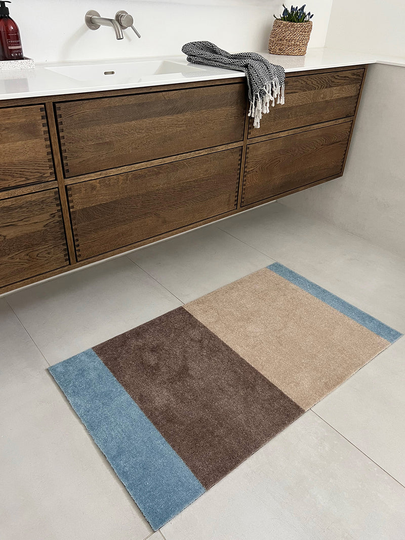 Neuheit  - FUSSMATTE STRIPES -  Ivory/Sand/Blau