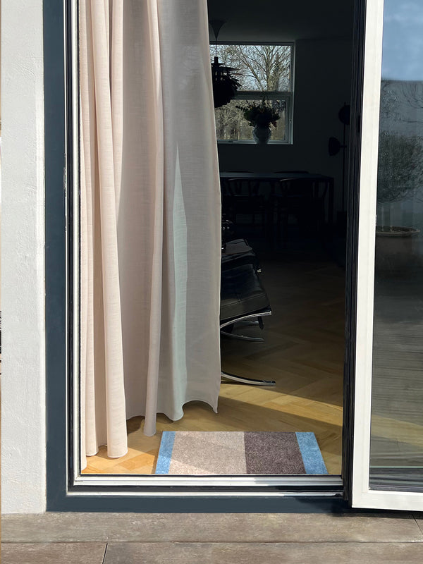 Neuheit  - FUSSMATTE STRIPES -  Ivory/Sand/Blau