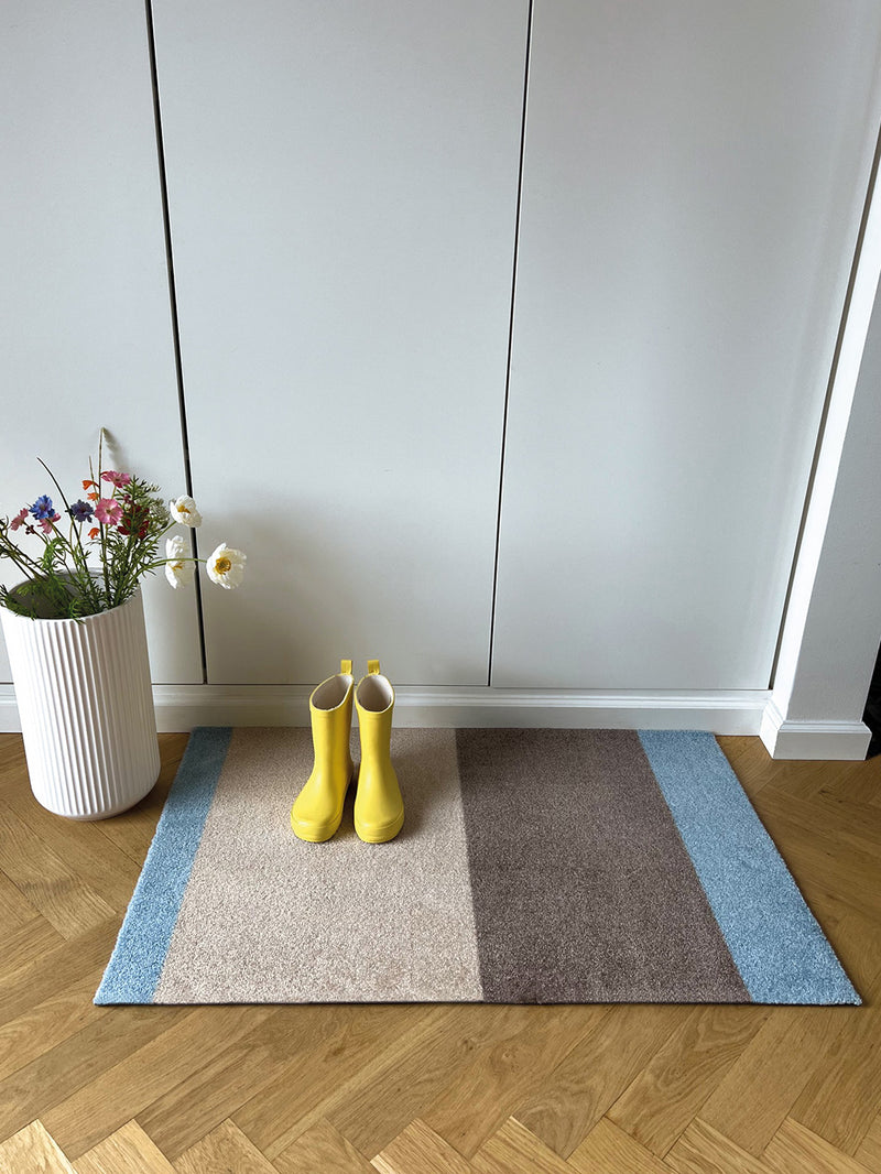 Neuheit  - FUSSMATTE STRIPES -  Ivory/Sand/Blau