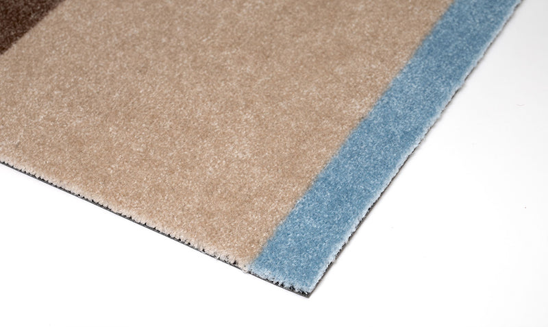 Neuheit  - FUSSMATTE STRIPES -  Ivory/Sand/Blau