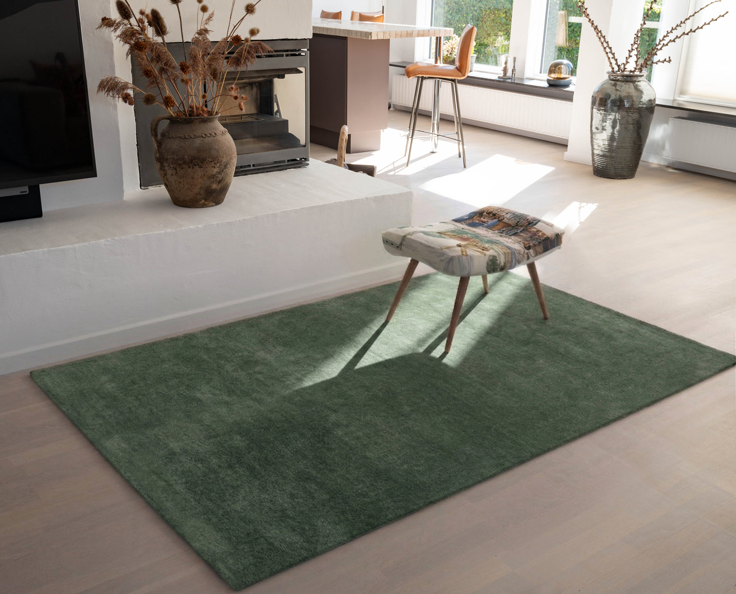 TÆPPE 140 x 200 CM - UNICOLOR DUSTY GREEN