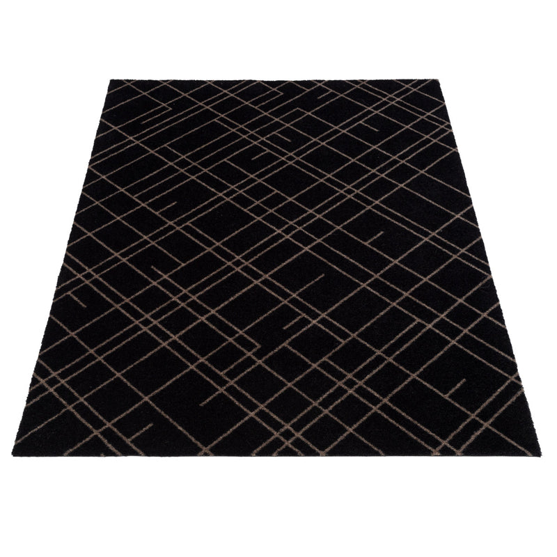 FLOOR MAT 90 x 130 CM - LINES/SAND BLACK