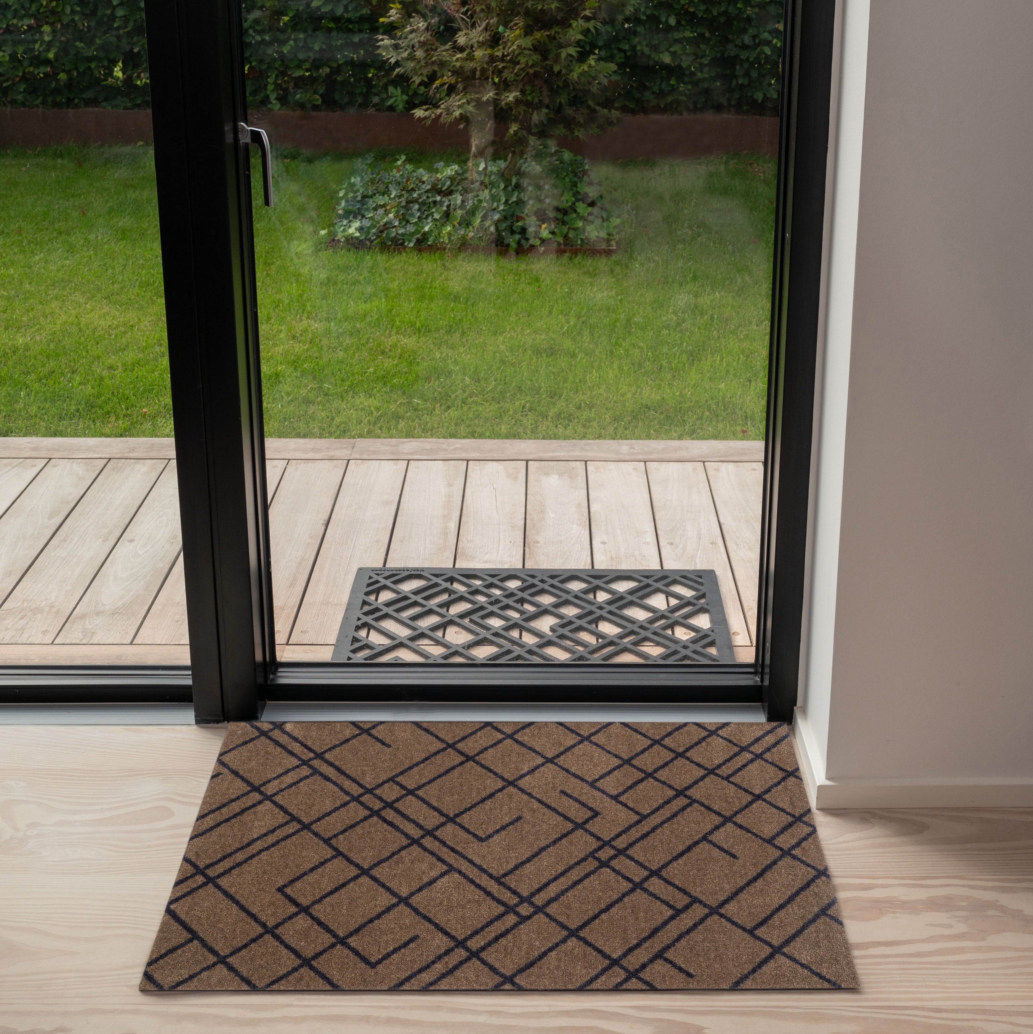 GULVMÅTTE 60 x 90 cm - LINES SAND / BLUE-GRAY