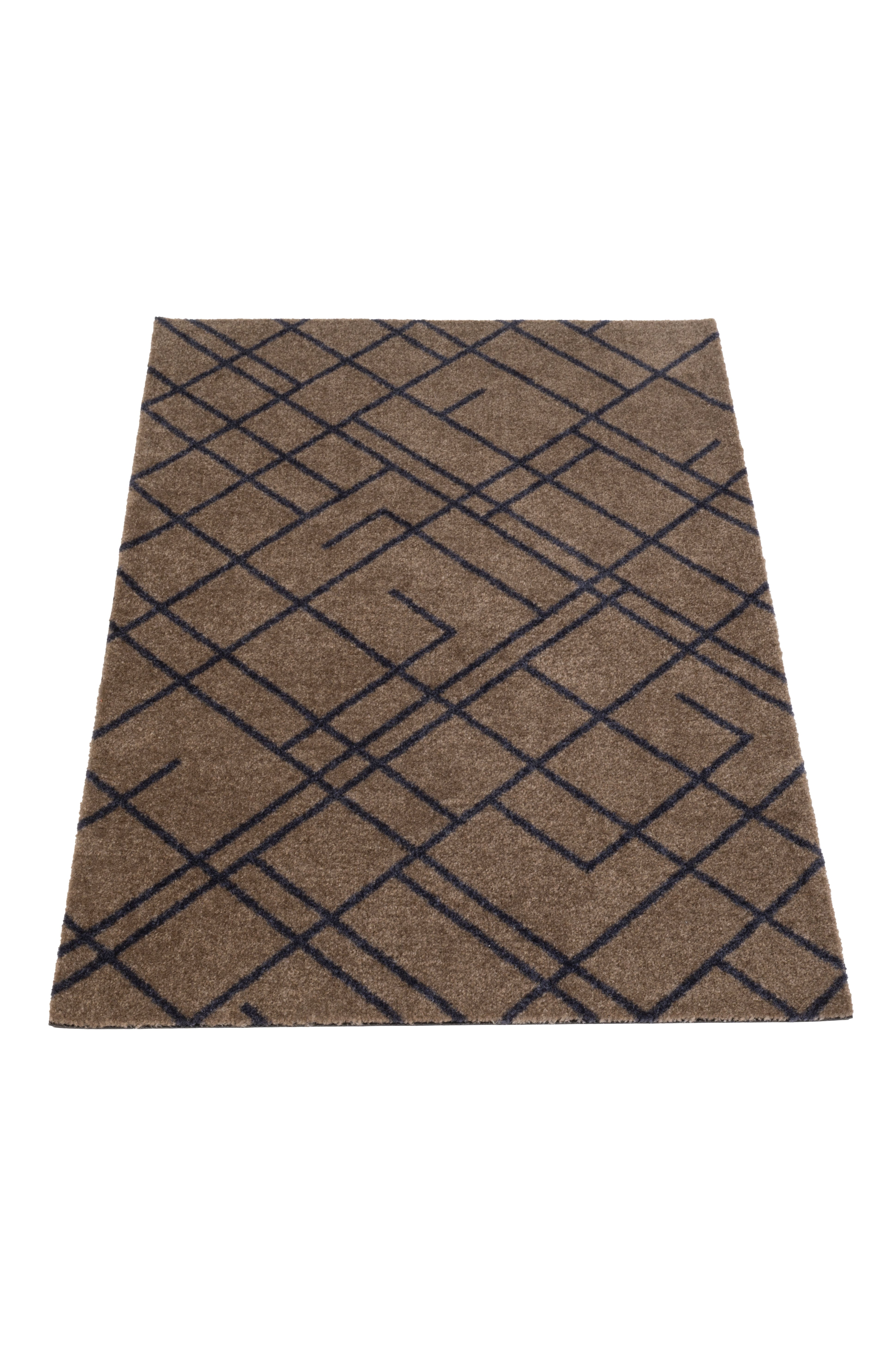 GULVMÅTTE 60 x 90 cm - LINES SAND / BLUE-GRAY