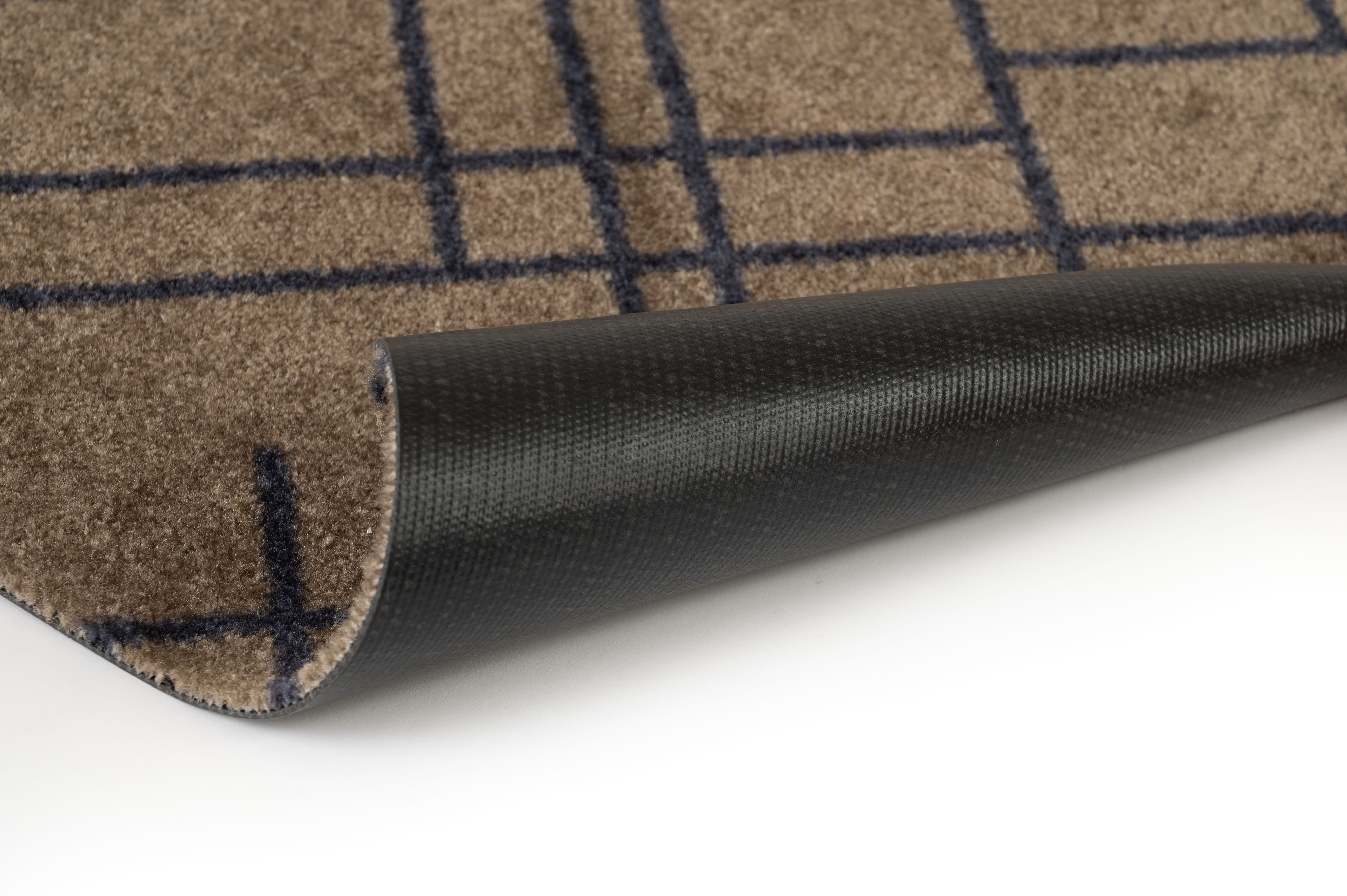 GULVMÅTTE 60 x 90 cm - LINES SAND / BLUE-GRAY