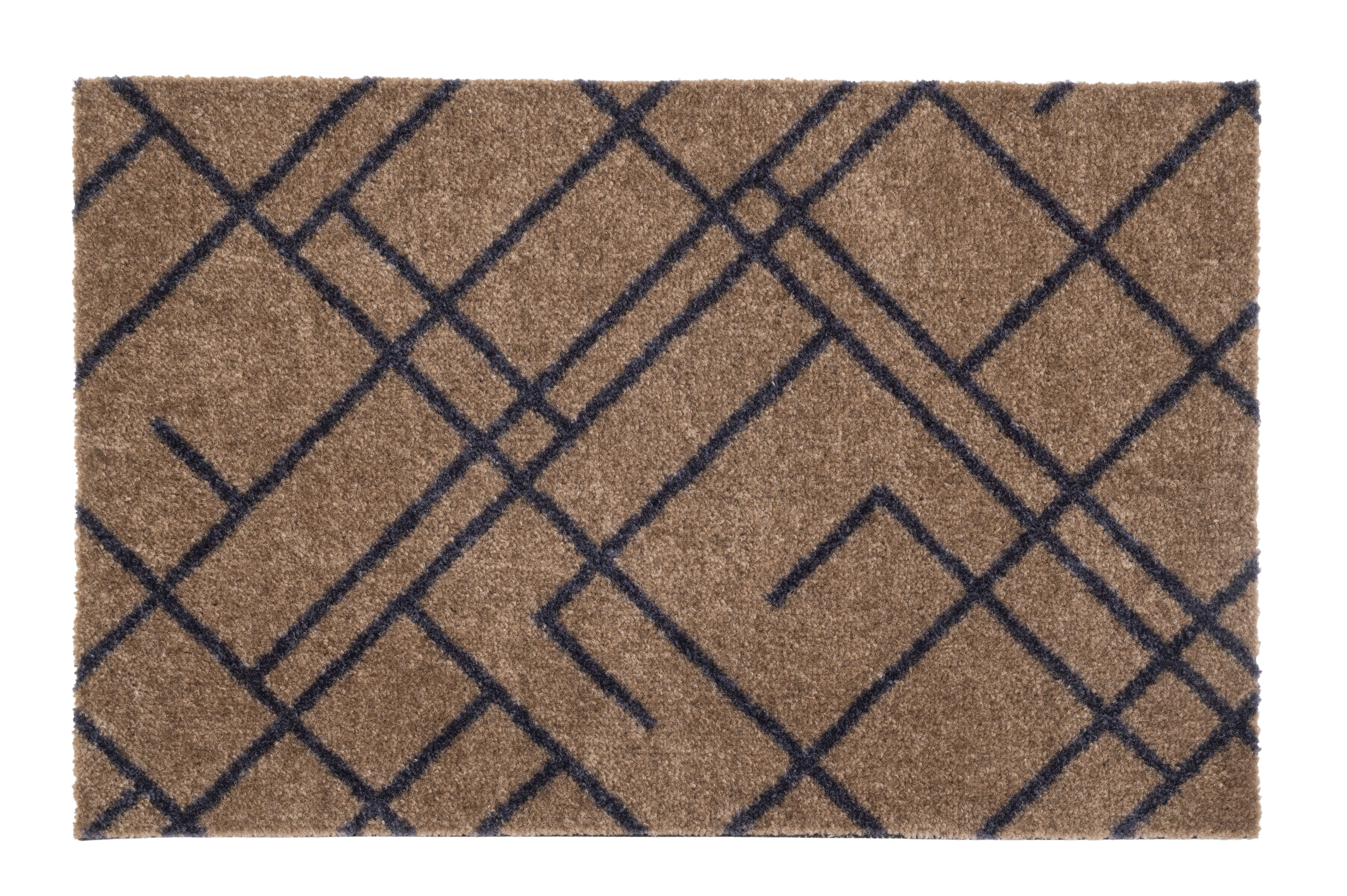 GULVMÅTTE 40 x 60 cm - LINES SAND / BLUE-GRAY