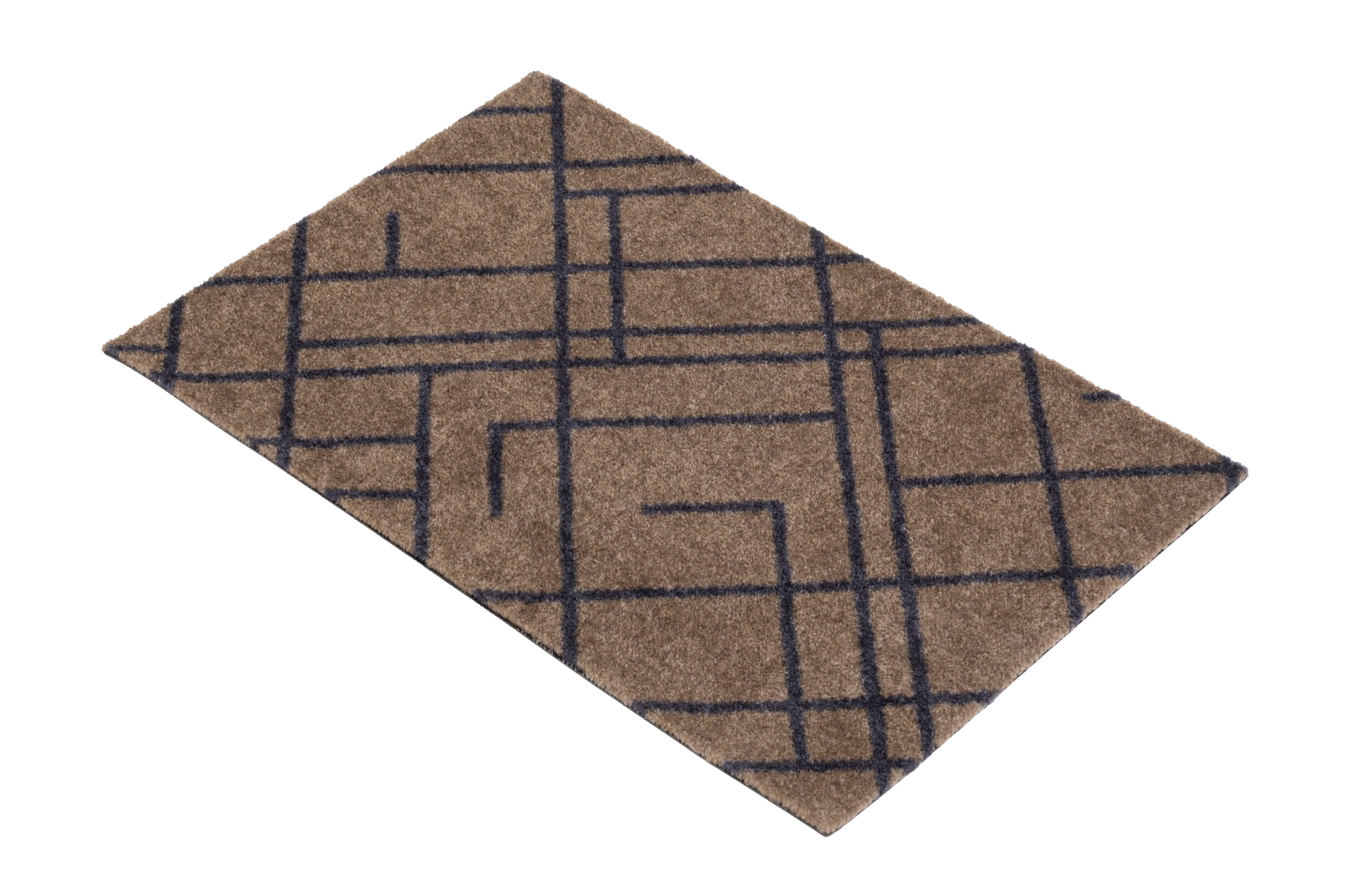 GULVMÅTTE 40 x 60 cm - LINES SAND / BLUE-GRAY