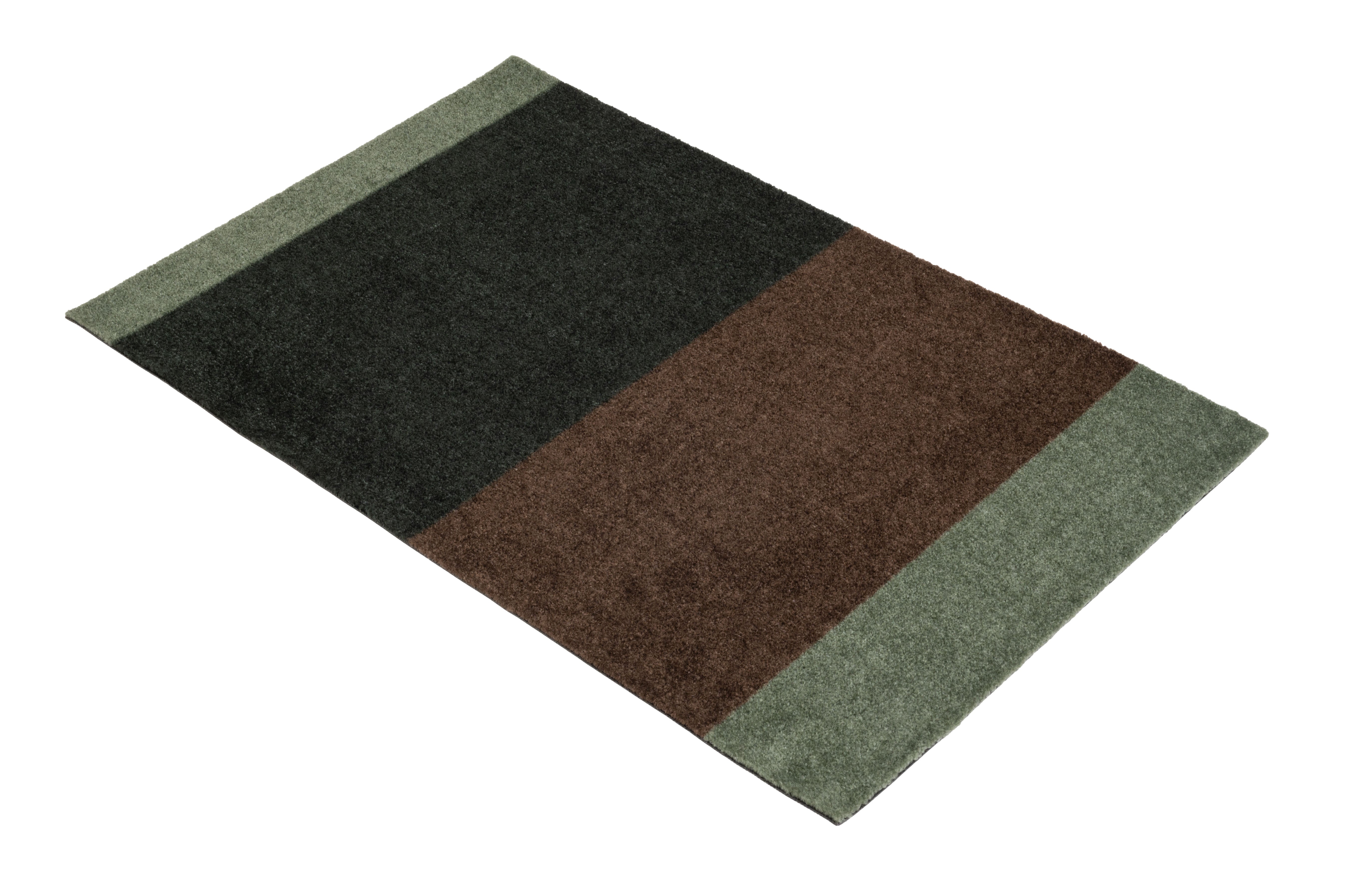 GULVMÅTTE 60 x 90 cm - STRIPES GREEN / BROWN