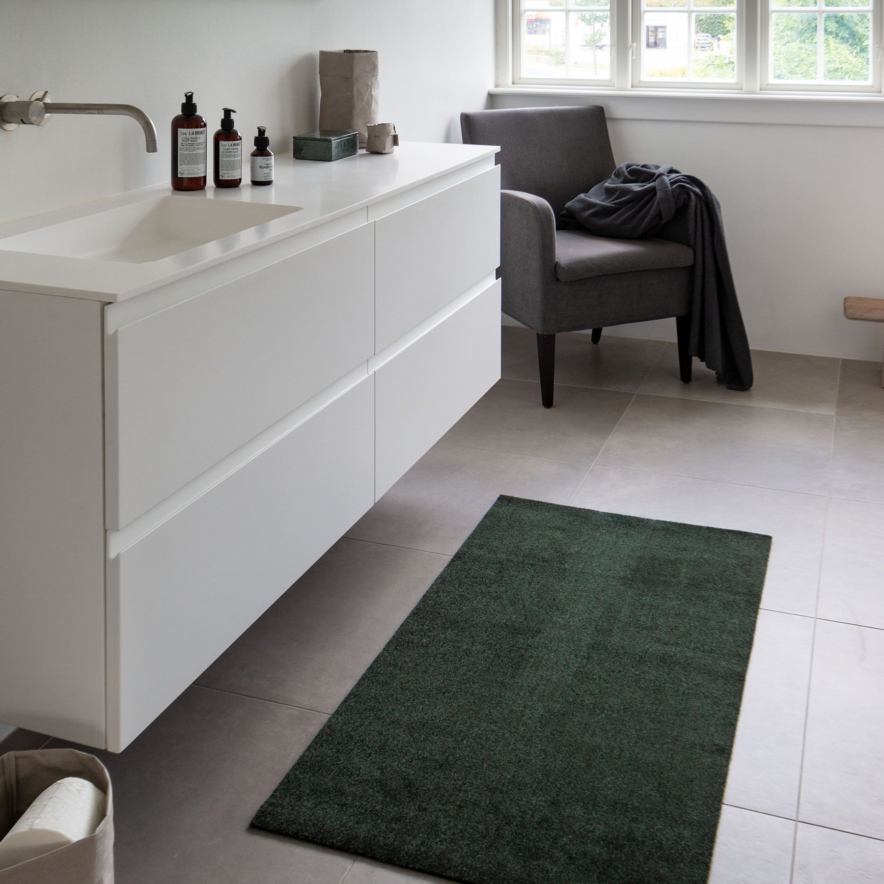 GULVMÅTTE 90 X 130 cm UNICOLOR DARK GREEN
