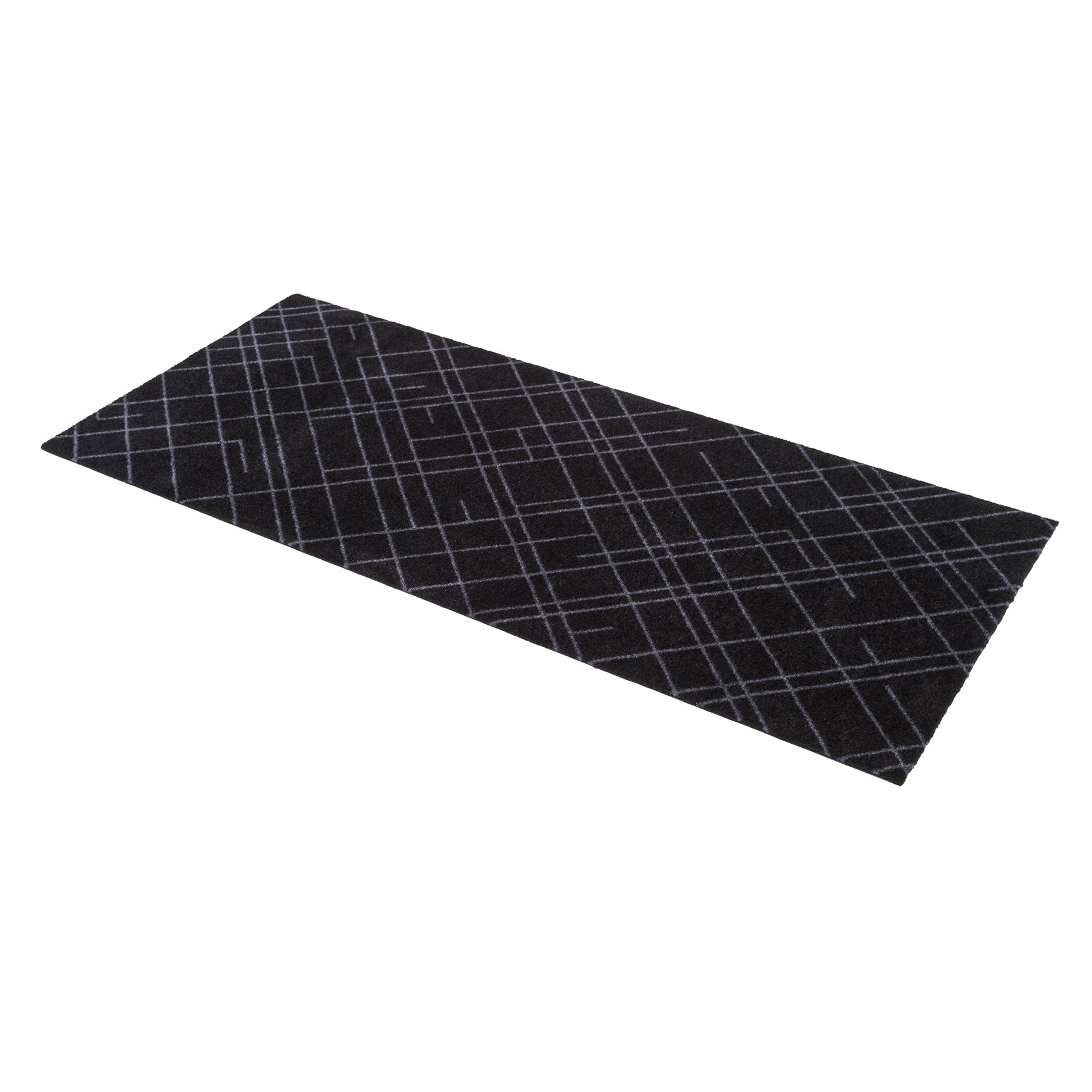 50% - GULVMÅTTE 67 x 150 CM - LINES SORT/GRÅ