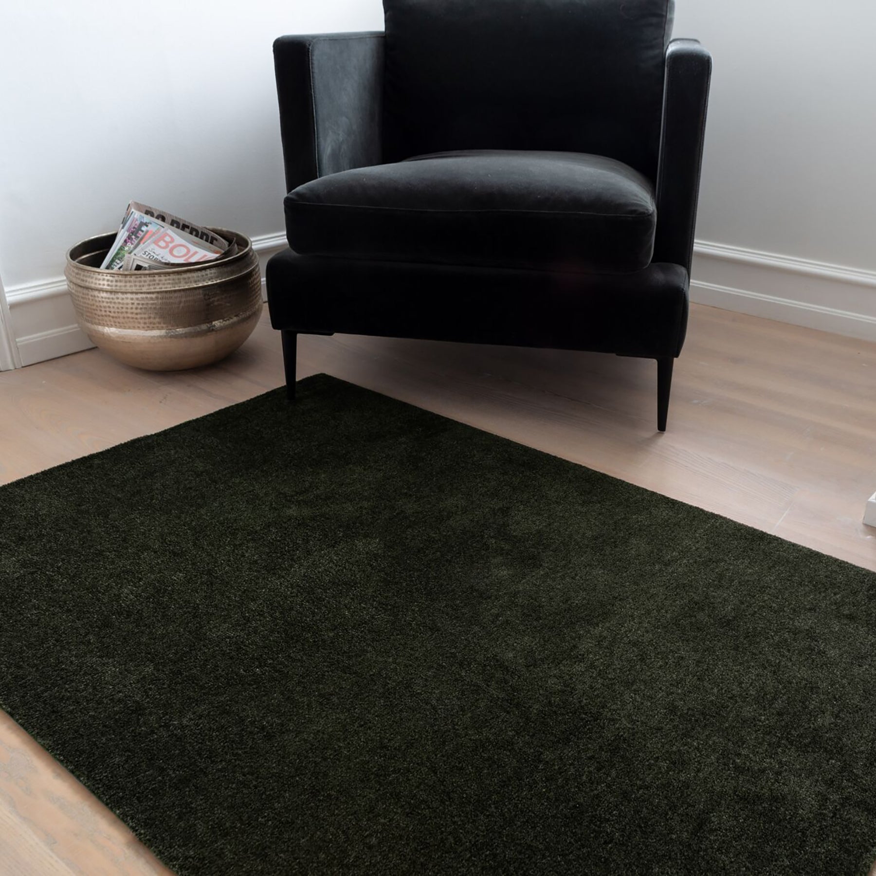 GULVMÅTTE 90 X 130 cm UNICOLOR DARK GREEN