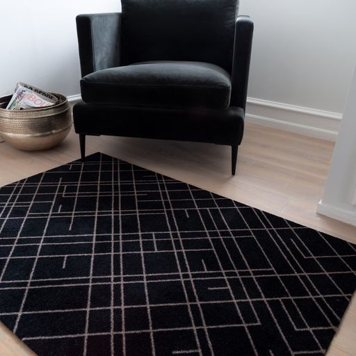 GULVMÅTTE 90 x 130 CM - LINES SORT/SAND