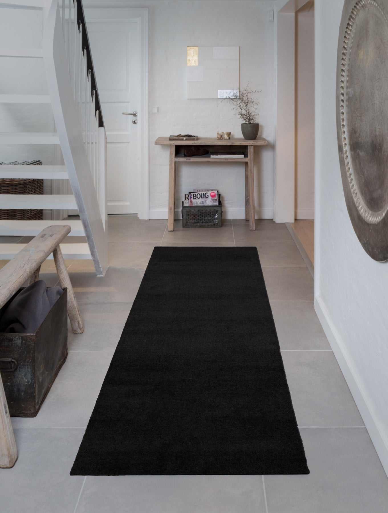TÆPPE/MÅTTE 90 x 200 CM - UNICOLOR SORT