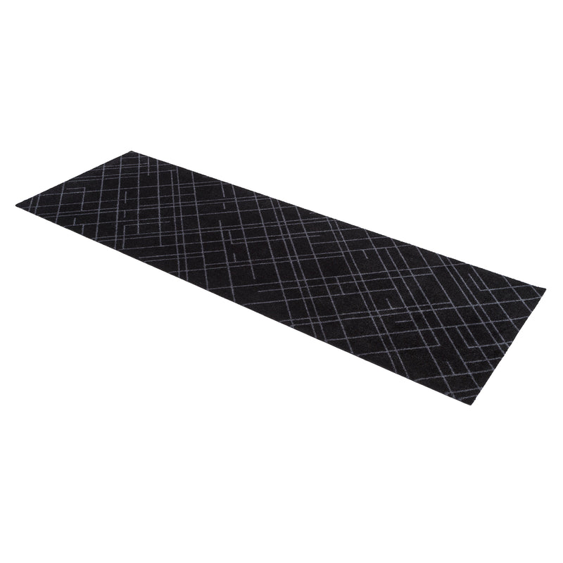 FLOOR MAT 67 x 250 CM LINES/BLACK GREY