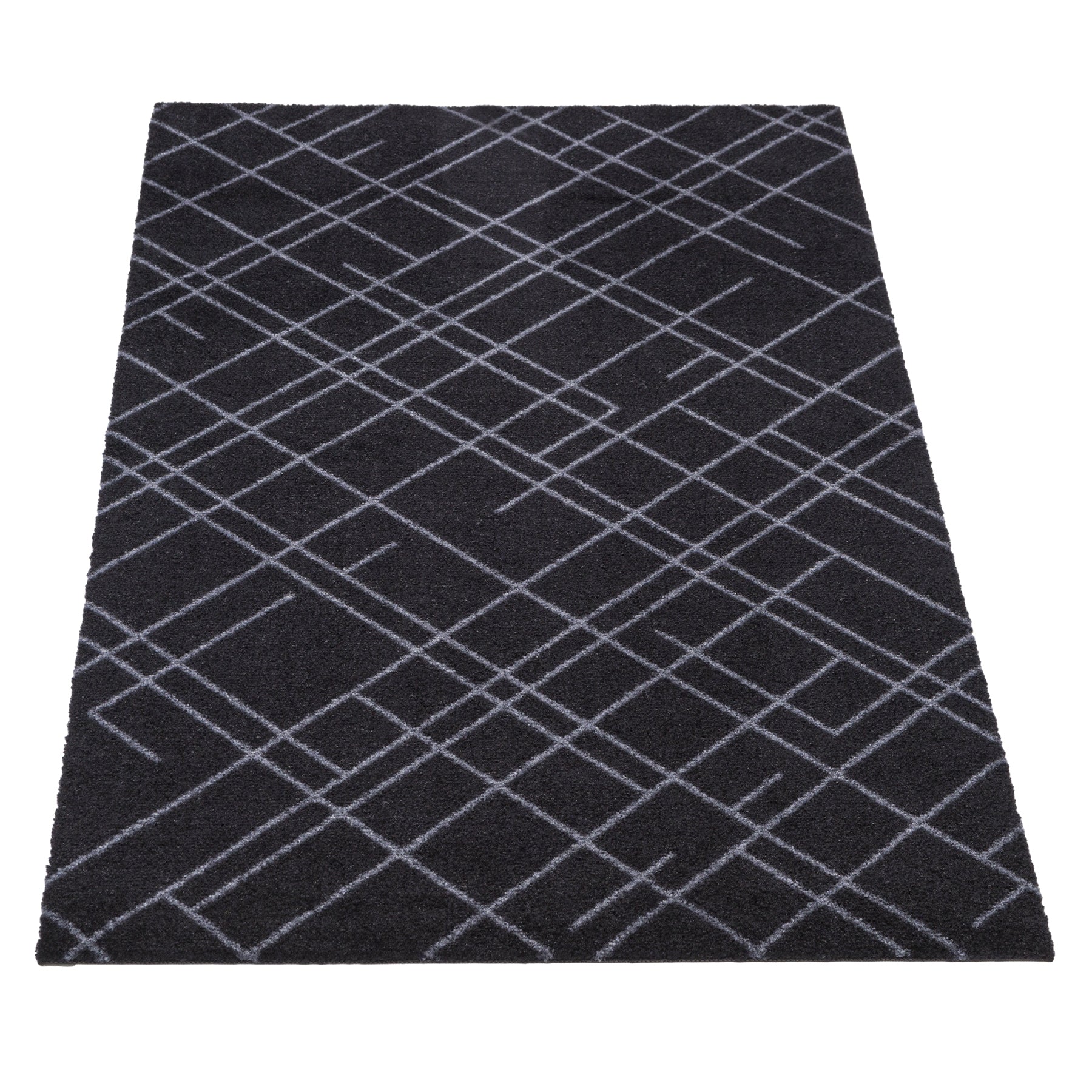 50% - GULVMÅTTE 67 x 120 CM - LINES SORT/GRÅ