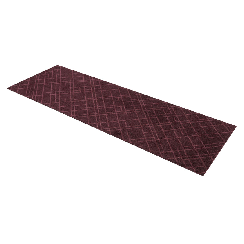 FLOOR MAT 67 x 250 CM - LINES/BORDEAUX