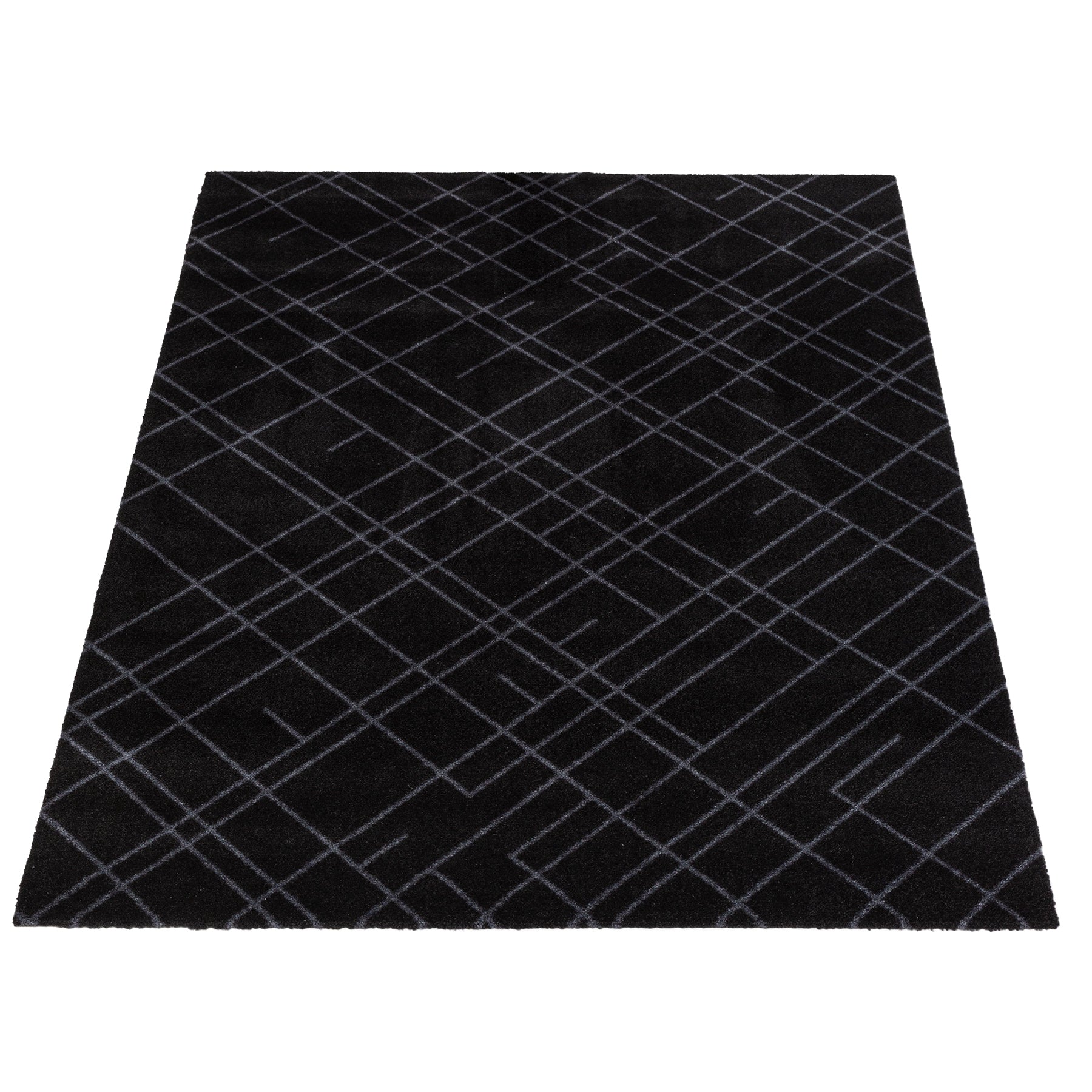 50% - GULVMÅTTE 90 X 130 CM - LINES SORT/GRÅ