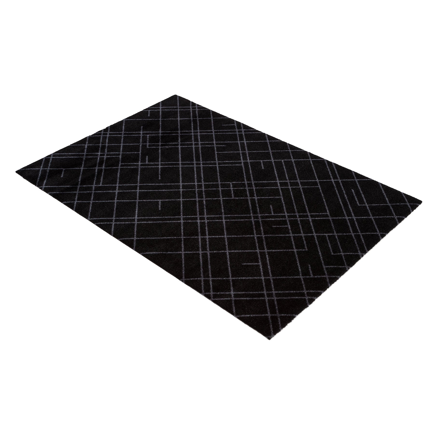 50% - GULVMÅTTE 90 X 130 CM - LINES SORT/GRÅ
