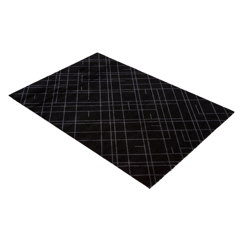 FLOOR MAT 90 X 130 CM - LINES/BLACK GREY