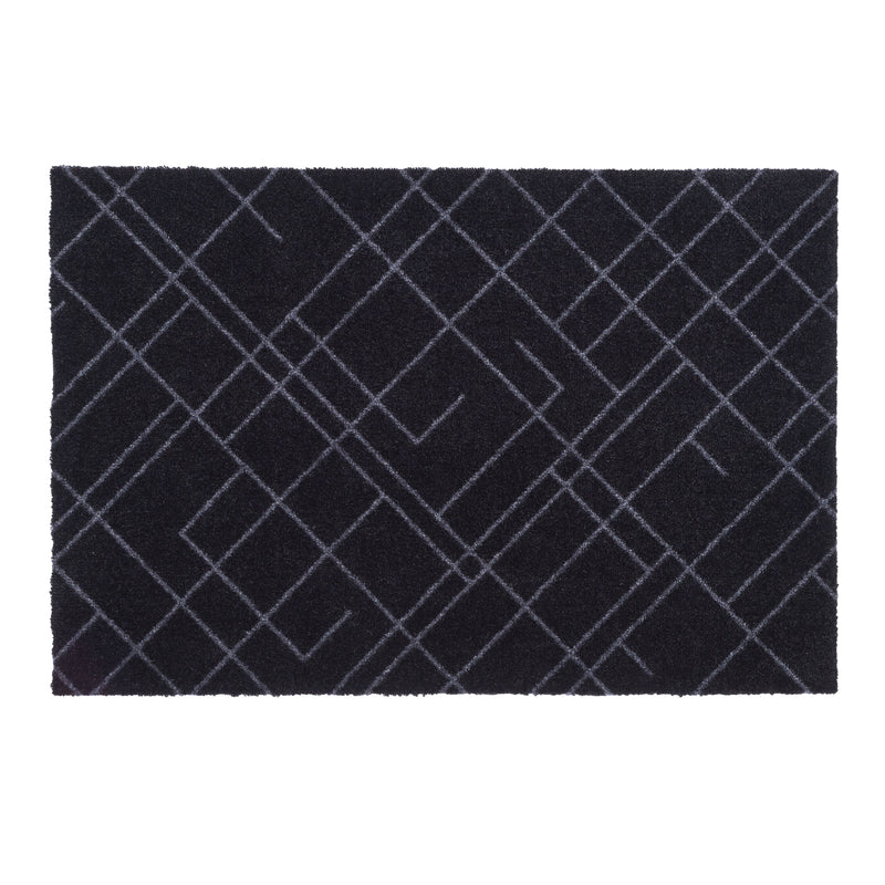 FLOOR  MAT 60 x 90 cm - LINES/BLACK GREY