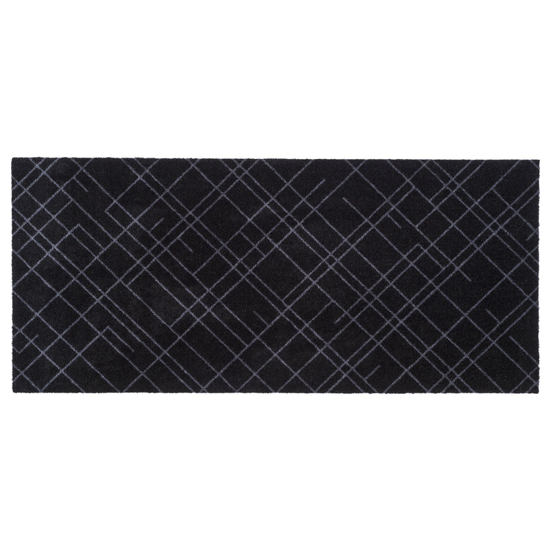 FLOOR MAT 67 x 150 CM - LINES/BLACK GREY