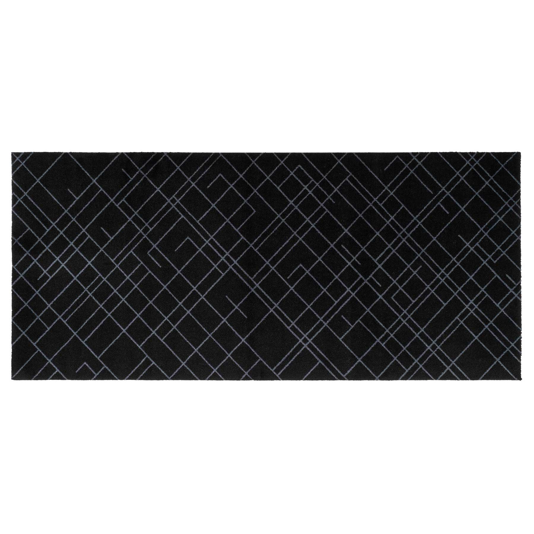 50% - GULVMÅTTE 90 x 200 CM - LINES SORT/GRÅ