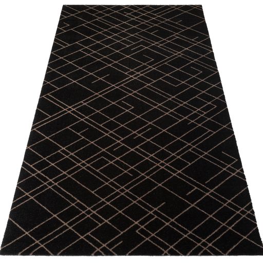 FLOOR MAT 90 x 200 CM - LINES/SAND BLACK